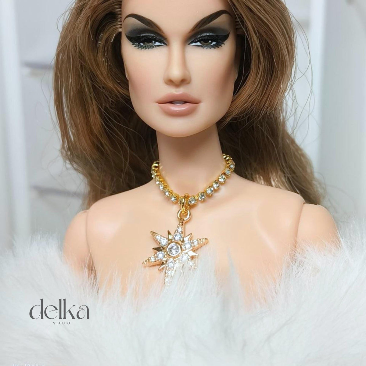 12 inch rhinestone Jeweled Choker for fashion dolls, 1:6 scale necklace for dolls