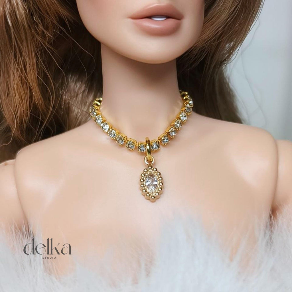 12 inch rhinestone Jeweled Choker for fashion dolls, 1:6 scale necklace for dolls