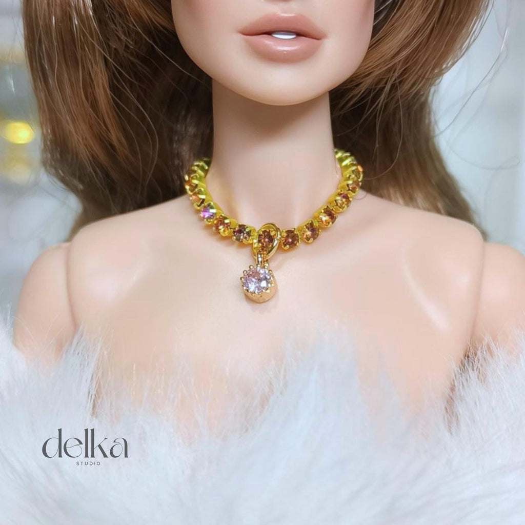 12 inch rhinestone Jeweled Choker for fashion dolls, 1:6 scale necklace for dolls