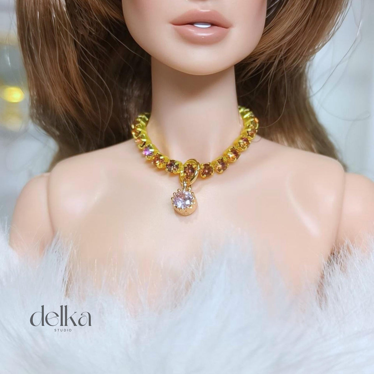 12 inch rhinestone Jeweled Choker for fashion dolls, 1:6 scale necklace for dolls