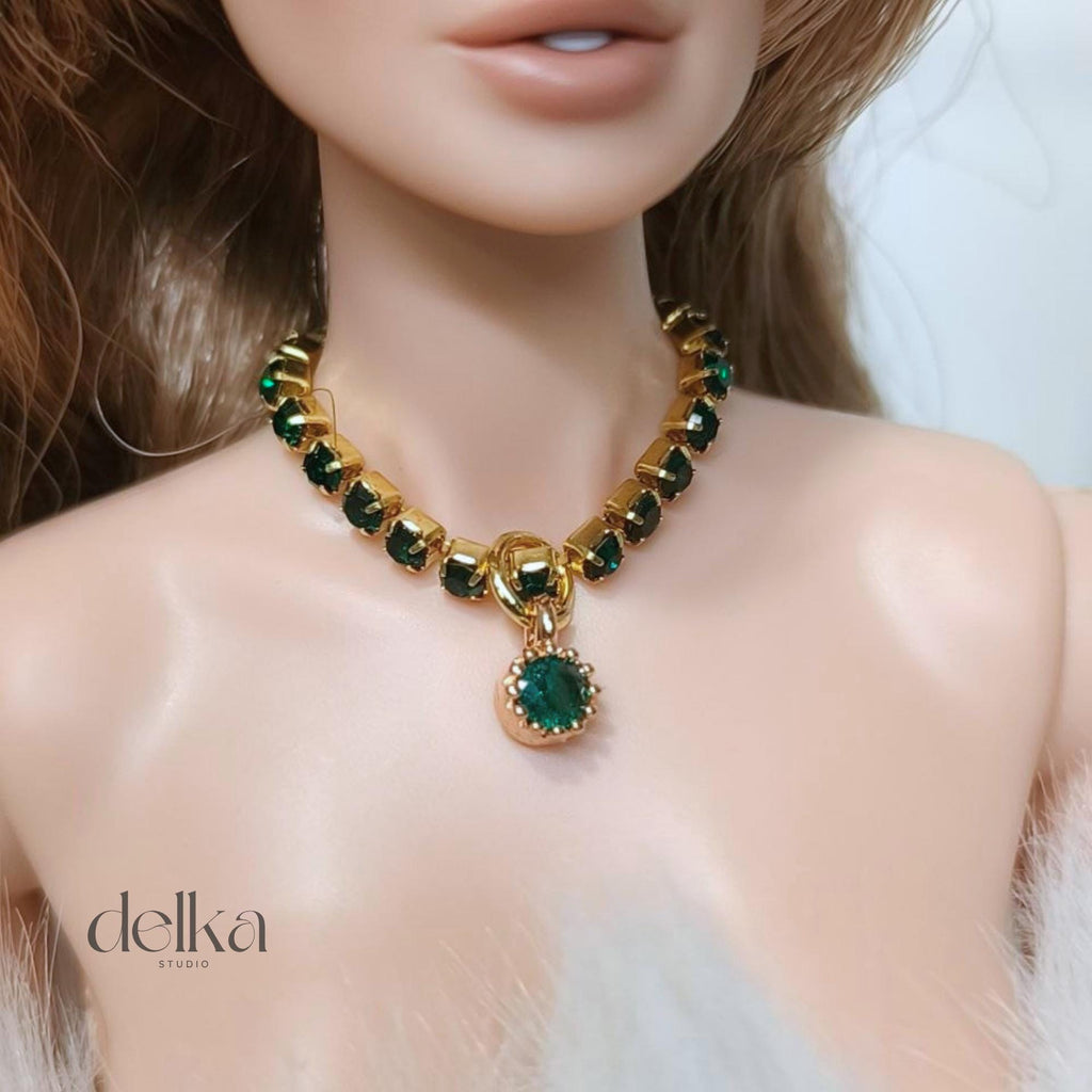 12 inch rhinestone Jeweled Choker for fashion dolls, 1:6 scale necklace for dolls