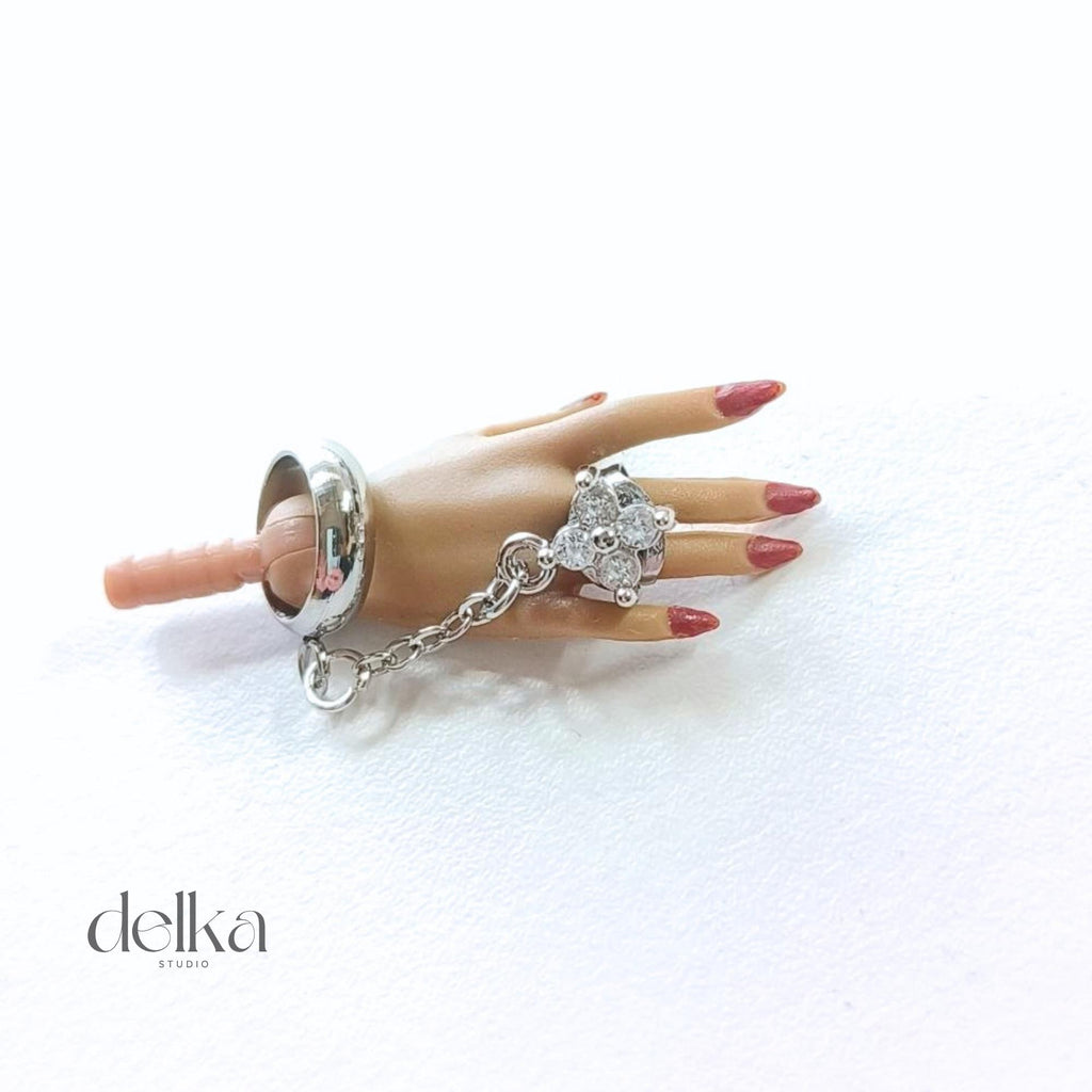 Fashion Doll Bracelet and Two-Finger Ring, 1:6 Scale Accessory