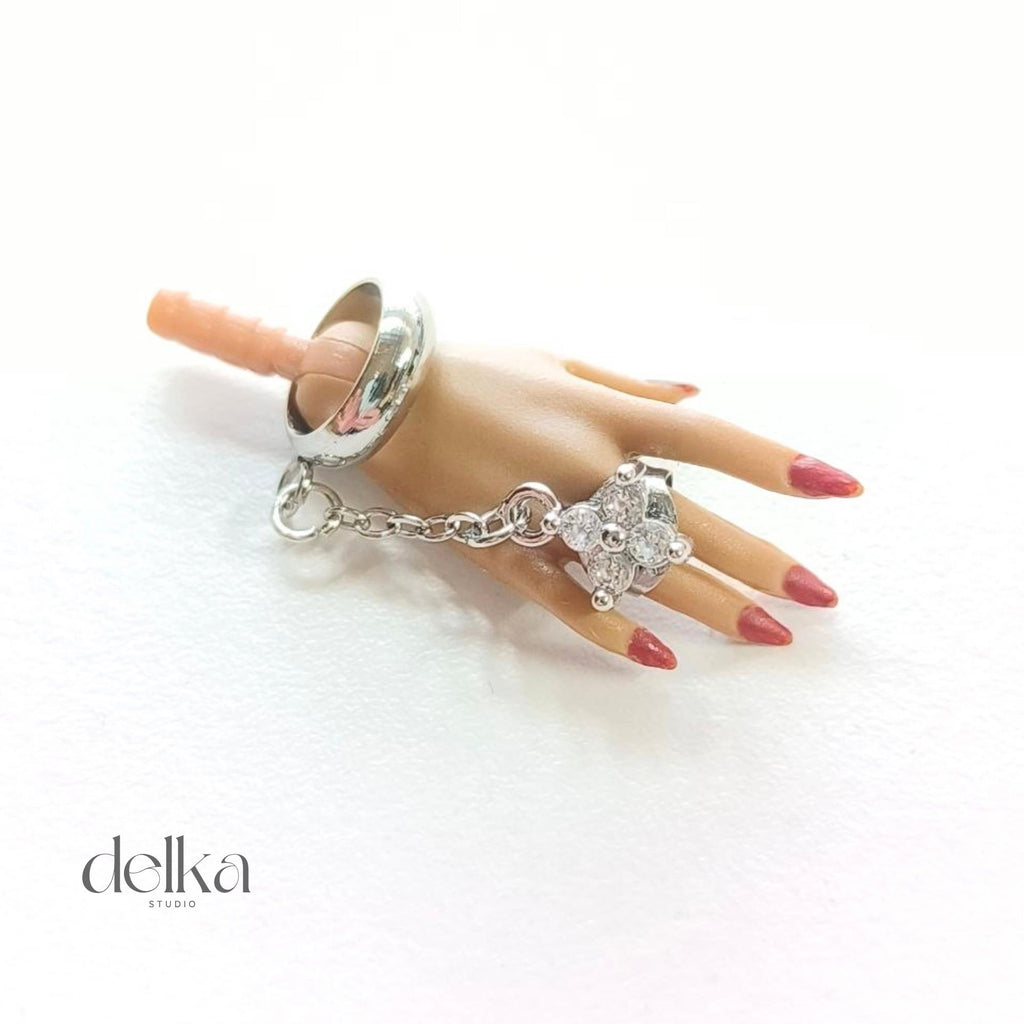 Fashion Doll Bracelet and Two-Finger Ring, 1:6 Scale Accessory