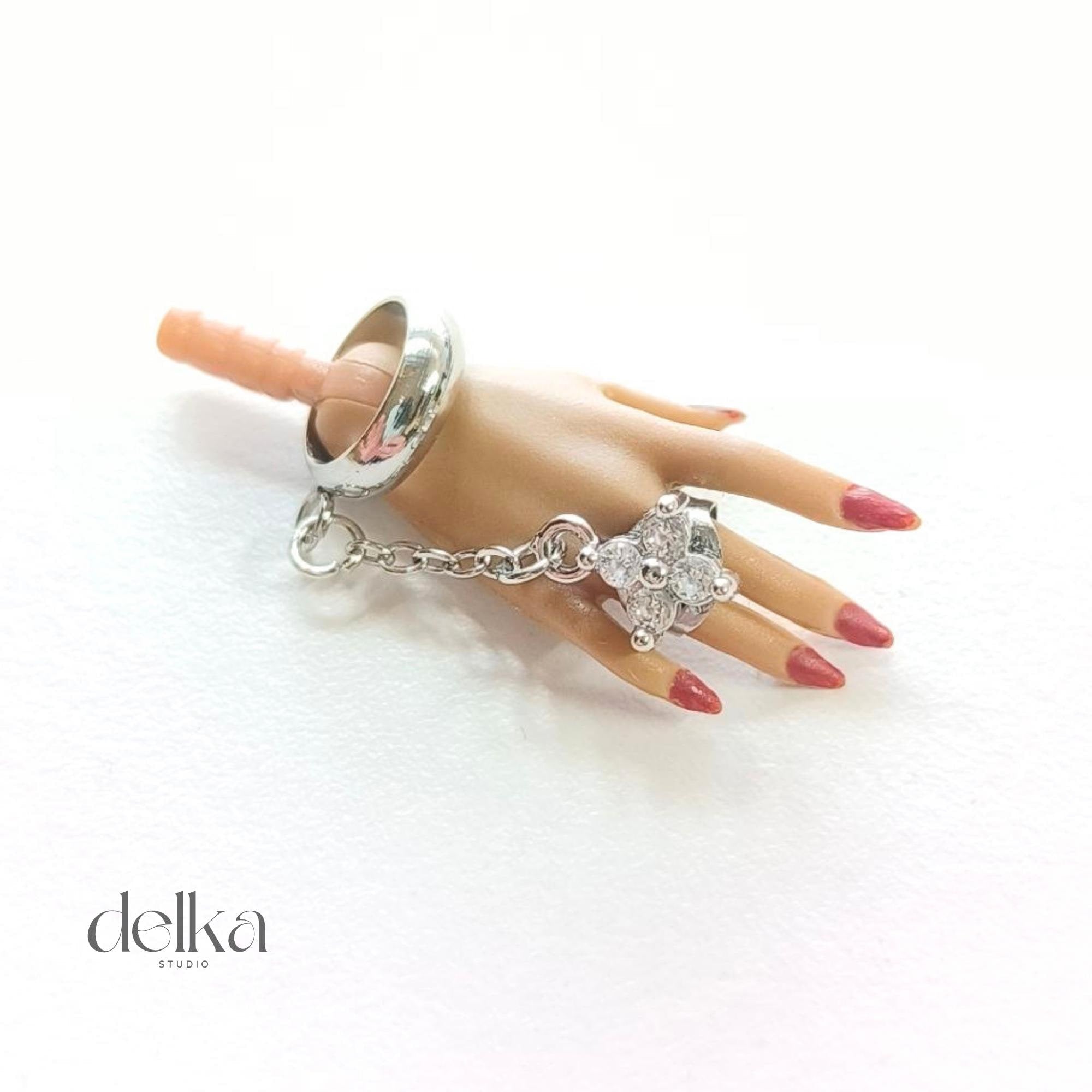 Fashion Doll Bracelet and Two-Finger Ring, 1:6 Scale Accessory