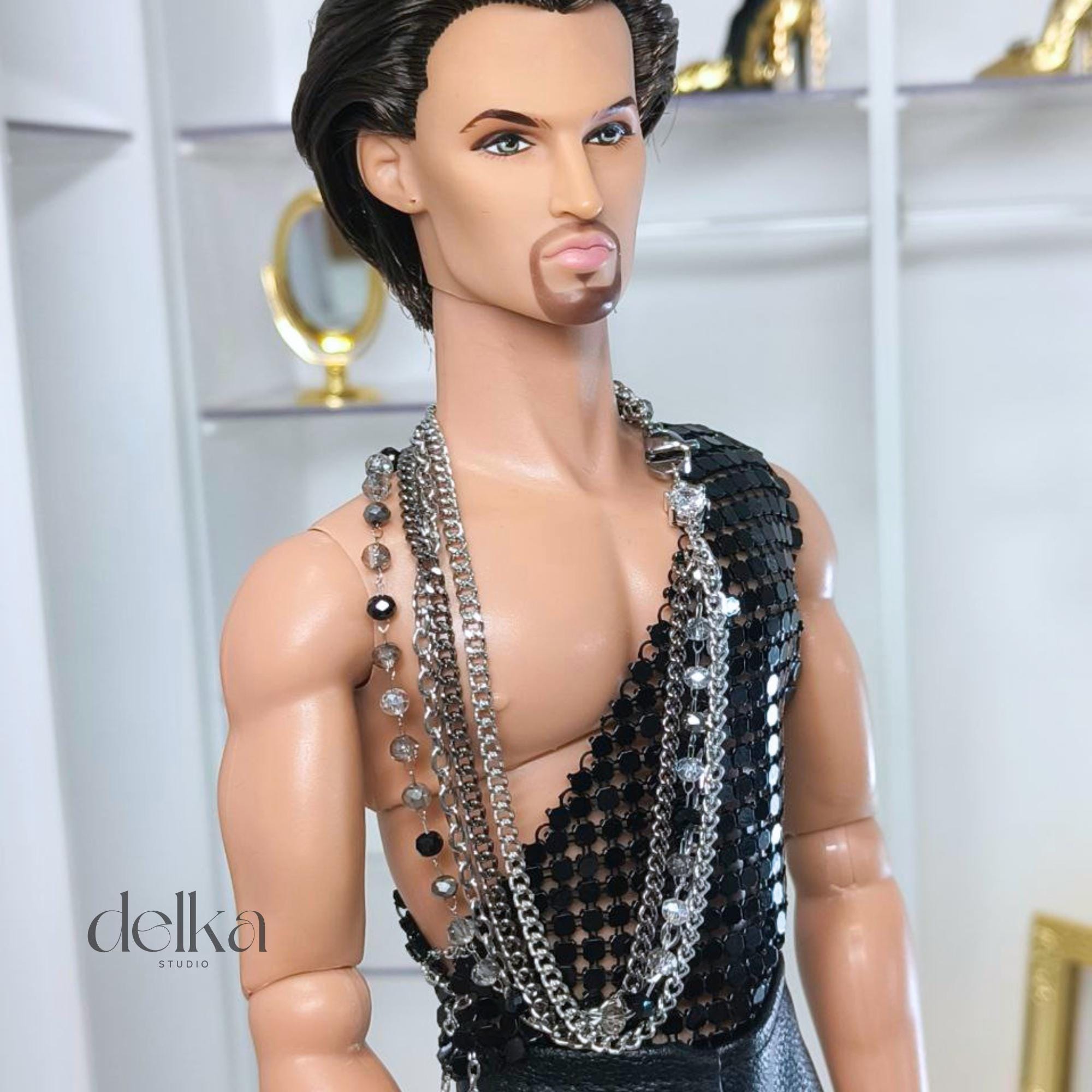 12 inch necklace for male Fashion Royalty dolls, 1:6 scale choker for man fashion dolls