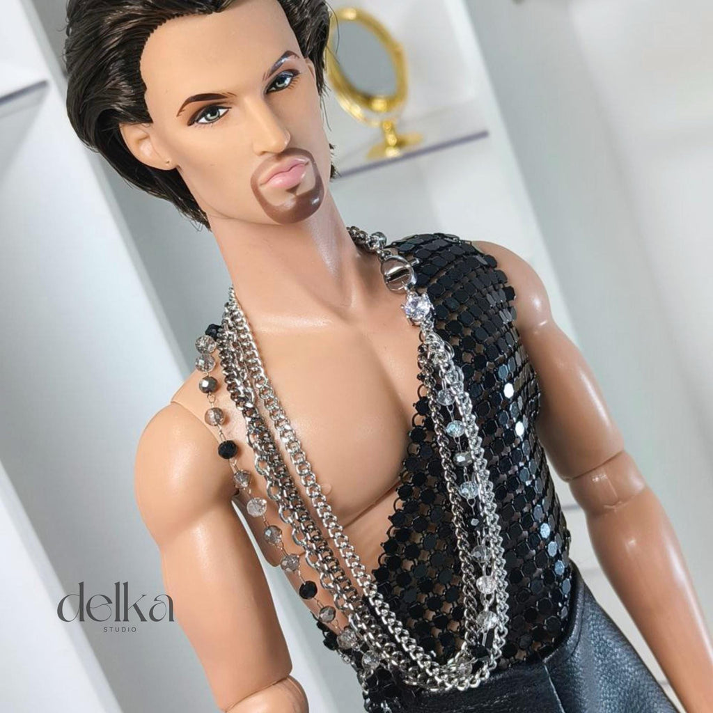12 inch necklace for male Fashion Royalty dolls, 1:6 scale choker for man fashion dolls