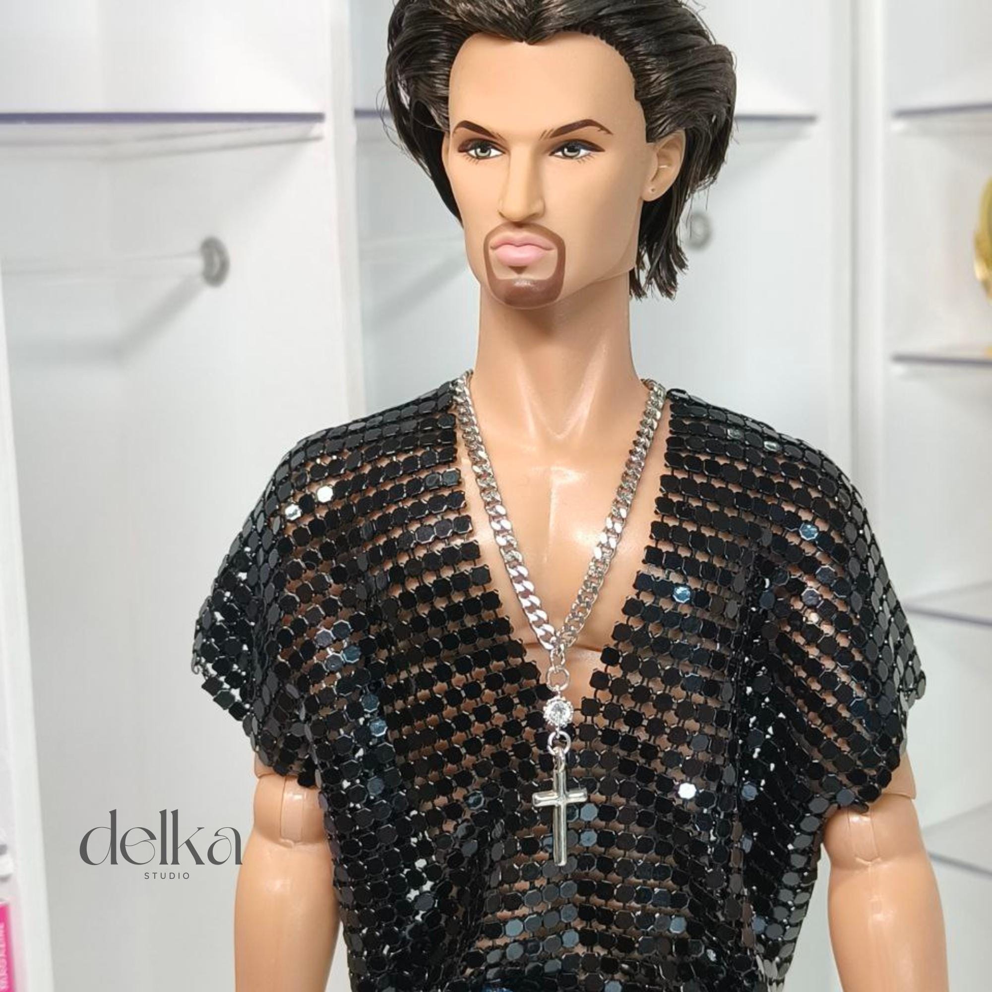 12 inch necklace for male Fashion Royalty dolls, 1:6 scale choker for man fashion dolls
