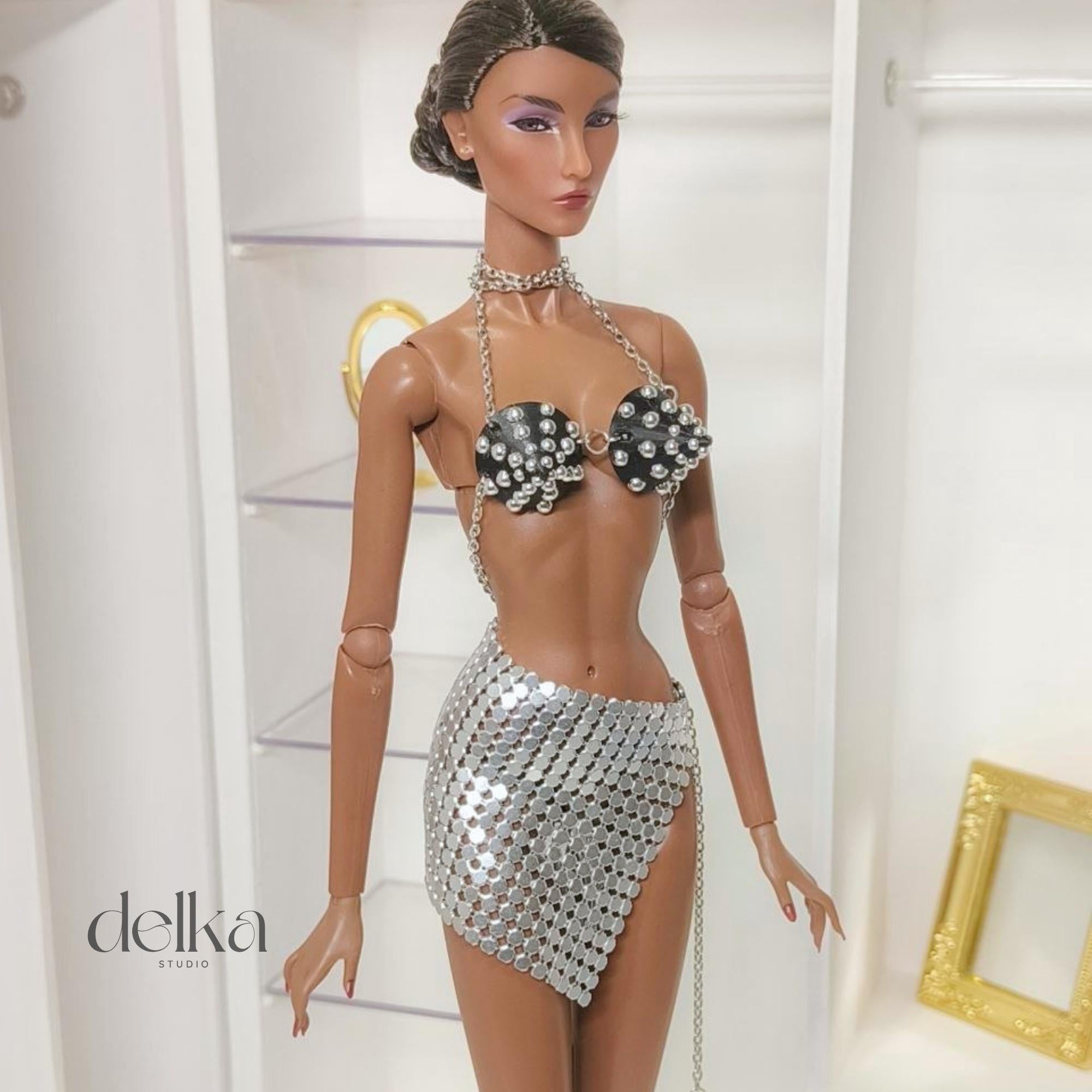 Vintage 80s Cone Bra Top for 12 inch Fashion Dolls, Poppy Parker