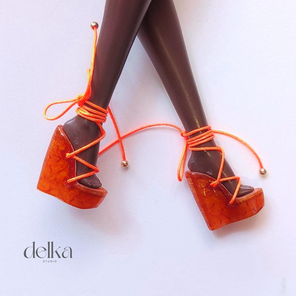 Wedge sandals for Fashion Dolls, 1/6 scale shoes for dolls