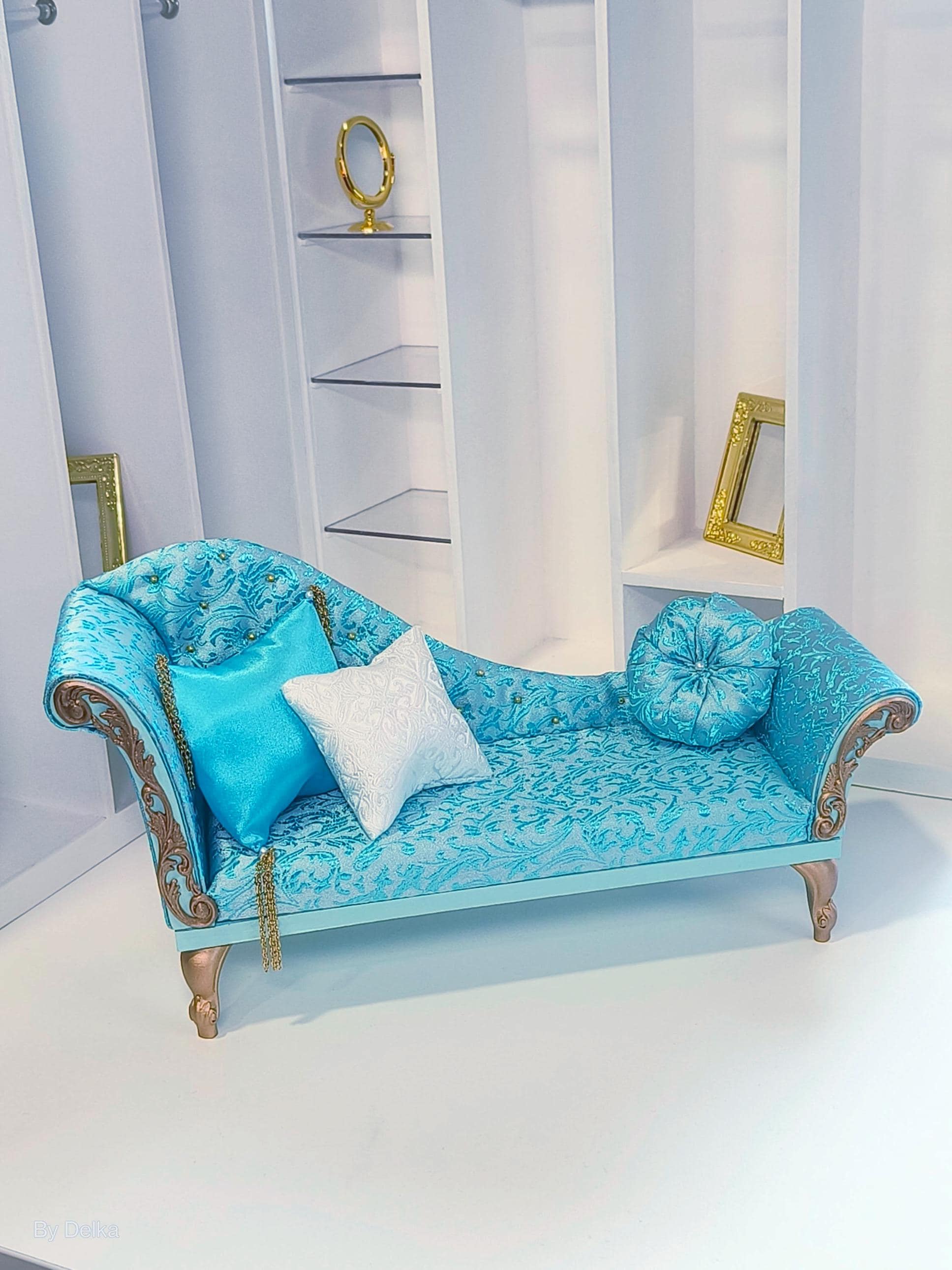 12-inch doll chaise longue, 1:6 scale sofa for fashion dolls